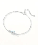 925 Ayar Kurdele Fiyonk Mineli Kadın Gümüş Bileklik - 3