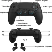 QASUL PS-4 için Kablosuz Kontrol Cihazı Çift Titreşimli RGB LED Gamepad Joystick Yüksek Doğruluk  Kontrol - 2