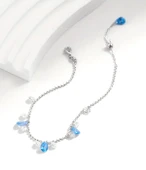 925 Ayar Sallantılı Damla Aquamarin Taşlı Kadın Gümüş Bileklik thumbnail 3