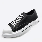 Fosco 9901 Siyah Beyaz Hakiki Deri Sneakers Ayakkabı thumbnail 1