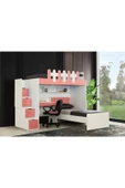 Güven Mobilya Kiwi Okyanus 90*190 Beyaz / Pembe Karyolalı Çalışma Masalı Ranza Takım - 4