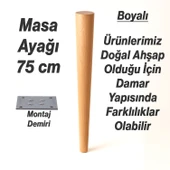Bohem 75 cm Masa Ayağı 4 ADET Kahverengi Doğal Ahşap Bağlantı Aparatlı Mobilya Kanepe Sehpa Ayakları thumbnail 5