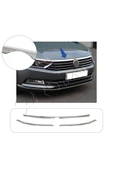 BRSPLAST  Volkswagen Passat B8 Uyumlu 2015-2019 Krom Far Üzeri Çıta Ön Panjur 3 Parça Paslanmaz Çelik thumbnail 1