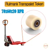 70x60x20 mm Transpalet Tekeri RPR Rulmanlı Bilyalı Beyaz Tekerlek Palet Taşıma Arabası Tekeri thumbnail 2