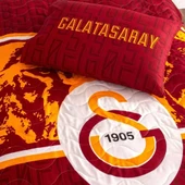 Taç Taraftar Lisanslı Pamuklu Tek Kişilik Yatak Örtüsü Seti (160x230)-Galatasaray Şanlı Aslan - 2