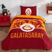 Taç Taraftar Lisanslı Pamuklu Tek Kişilik Yatak Örtüsü Seti (160x230)-Galatasaray Şanlı Aslan - 1