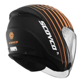 SCOYCO OF-669 TRUCK MAT SİYAH-TURUNCU YARIM KASK (GÜNEŞ VİZÖRLÜ) thumbnail 5