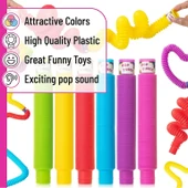 6'lı Pop Tubes Renkli Uzayan  Hortum Bükülebilir Aktivite Borusu’ Duyusal Algısal Motor Gelişim thumbnail 5