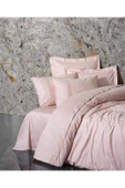 Jakarlı Saten Çift Kişilik Nevresim Takımı Jana Pudra thumbnail 1