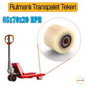 85x70x20 mm Transpalet Tekeri RPR Rulmanlı Bilyalı Beyaz Tekerlek Palet Taşıma Arabası Tekeri thumbnail 2