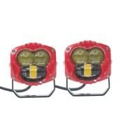 Space Offroad sis lambası 7.3 x 6.8 x 6.8 cm sarı-beyaz kırmızı çerçeve 12-30v set/  LASS369-1 thumbnail 1