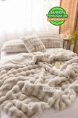 Yatak Örtüsü Seti Tek Kişilik Peluş Yumuşak Yorgan Wellsoft 2 Parça Lory Gri - 1