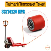 82x70x20 mm Transpalet Tekeri RPR Rulmanlı Bilyalı Kırmızı Tekerlek Palet Taşıma Arabası Tekeri thumbnail 3