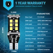Space Led Ampul T15-15 SMD Canbuslı Beyaz 2'li Set 12V / LAAM631 - 3