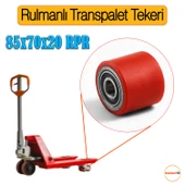85x70x20 mm Transpalet Tekeri RPR Rulmanlı Bilyalı Kırmızı Tekerlek Palet Taşıma Arabası Tekeri thumbnail 3