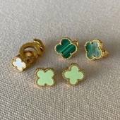 Yonca Üçlü Gold Çelik Kombin Küpe thumbnail 1