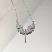 Mikail Meleği Taşlı Çelik Kolye Broş Set thumbnail 2