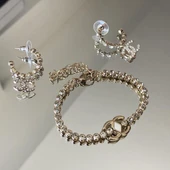 Zirkon Taşlı Gold Çelik Set thumbnail 1