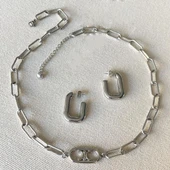 Trend Kolye Küpe Çelik Kombin - 1