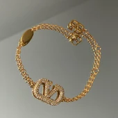 Zirkon Taşlı Gold Şık Çelik Bileklik thumbnail 1