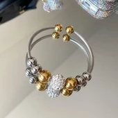 Taşlı Toplu İkili Çelik Bileklik thumbnail 3