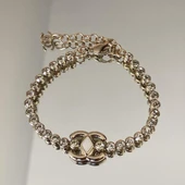 Zirkon Taşlı Gold Çelik Set thumbnail 3