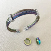 Renkli Hasır Çelik Kelepçe Küpe Set thumbnail 2