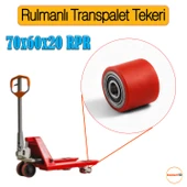 70x60x20 mm Transpalet Tekeri RPR Rulmanlı Bilyalı Kırmızı Tekerlek Palet Taşıma Arabası Tekeri thumbnail 3