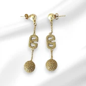 İnci Sallantılı Gold Çelik Küpe thumbnail 2