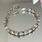 Zirkon Taşlı Kare Çelik Bileklik thumbnail 1