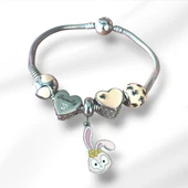 Rabbit Family Charm Çelik Bileklik thumbnail 2