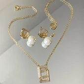 F İncili Taşlı Çelik Kombin thumbnail 1