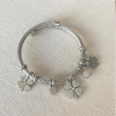 Yoncalı Kalpli 3'lü Çelik Bileklik Set thumbnail 2