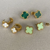 Yonca Üçlü Gold Çelik Kombin Küpe thumbnail 5