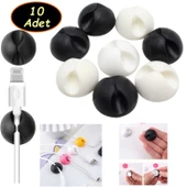 10 Adet Yapışkanlı Kablo Düzenleyici Kablo Tutucu Klips Kablo Sabitleme Siyah Beyaz Renk thumbnail 1