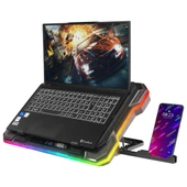 Rampage S49 Cyclone Siyah 10 Mode RGB 140*140mm 1 Fanlı 14-19 inç LED Ekranlı Notebook Soğutucu Stand - 6