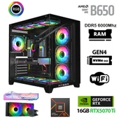 Xaser Velox x450 Ryzen 5 7600 32GB DDR5 Ram 1TB M.2 NVMe SSD 16GB RTX5070Ti Masaüstü Oyuncu Bilgisayarı thumbnail 1