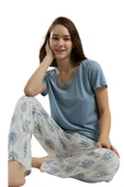 Arnetta Kadın Mavi Kısa Kollu Pijama Takımı 3200 thumbnail 1
