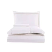 Dantela İmge Nakışlı Pamuk Saten Yollu Çift Kişilik Nevresim Takımı-Beyaz - 3