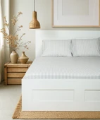 Cotton Collection Tek Kişilik Çizgili Çarşaf Seti Reveboheme thumbnail 1