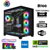 Xaser Velox X330 i7 12700KF 32GB DDR5 Ram 1TB M.2 NVMe SSD 16GB RTX5070Ti Masaüstü Oyuncu Bilgisayarı thumbnail 1