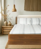 Cotton Collection Çift Kişilik Çizgili Çarşaf Seti Mistray thumbnail 1