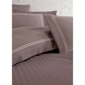 Dantela İmge Nakışlı Pamuk Saten Yollu Çift Kişilik Nevresim Takımı-A.Kahve - 2