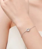 925 Ayar Özel Kesim Oval Aytaşı Kadın Gümüş Bileklik thumbnail 2