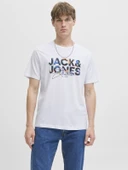 JACK JONES Erkek Renkli Yazı Baskılı Tişört 12278523 - 2