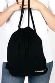 Rakerplus Siyah 35x40 cm Unisex Ham Bez Büzgülü Sırt Ayakkabı Çantası - 8