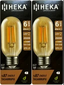 (2 Adet) Heka 6W (48W) 2500K (Günışığı) E27 Duylu (Kalın Duy) Şeffaf Led Ampul thumbnail 1