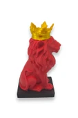 3D Aslan Figürü – Galatasaray Temalı Kırmızı Sarı Dekoratif Biblo - Cimbom - 4