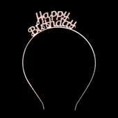 Happy Birthday Rose Gold Renkli Metal Taç - 1
