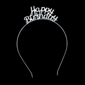 Happy Bithday Gümüş Renkli Metal Taç - 1